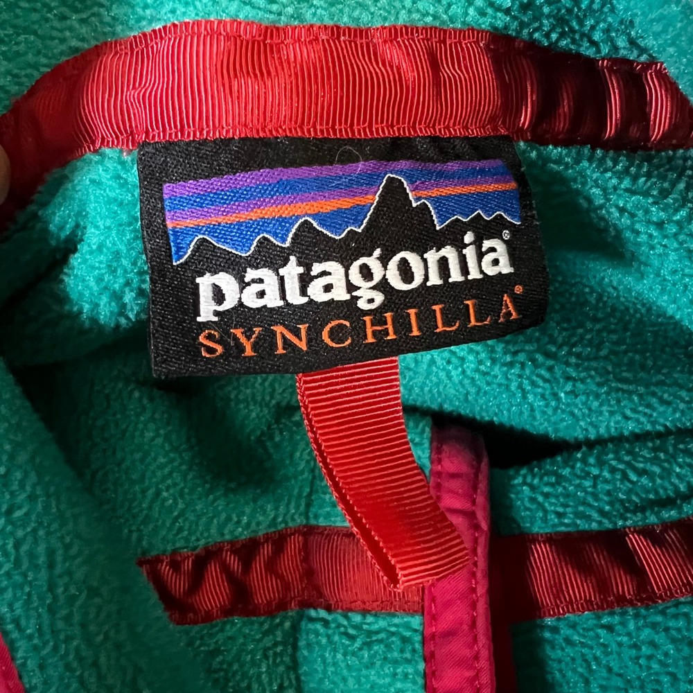Patagonia Synchilla Fleece Pullover Teal Pink Trim Snap-T Women's Large - Picture 3 of 13